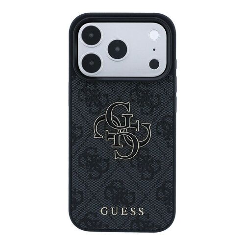 Guess Guess iPhone 18 Pro/iPhone 17 Pro Hartschalenhülle PU 4G Großes Kunstharzlogo - Schwarz