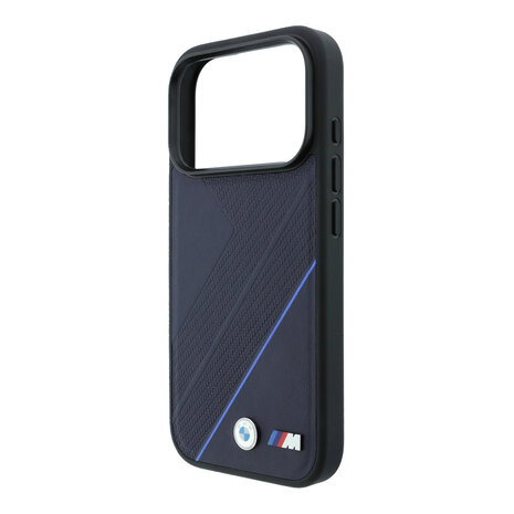 BMW BMW iPhone 18 Pro / iPhone 17 Pro Phone case MagSafe - PU - textured tyre-track pattern - line pattern - hard shell - metal logos Light blue