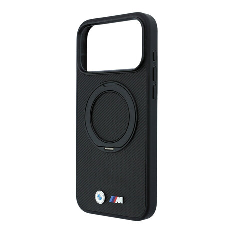 BMW BMW M iPhone 18 Pro / iPhone 17 Pro Hoesje MagSafe - PU - Kevlar - harde behuizing - ringstandaard - metalen logo’s Zwart