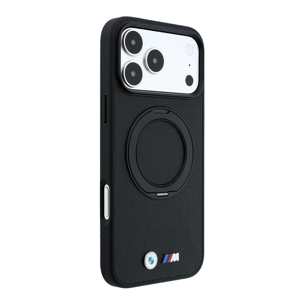 BMW BMW M iPhone 18 Pro / iPhone 17 Pro Phone case MagSafe - PU - Kevlar - hard shell - ring stand - metal logos Black