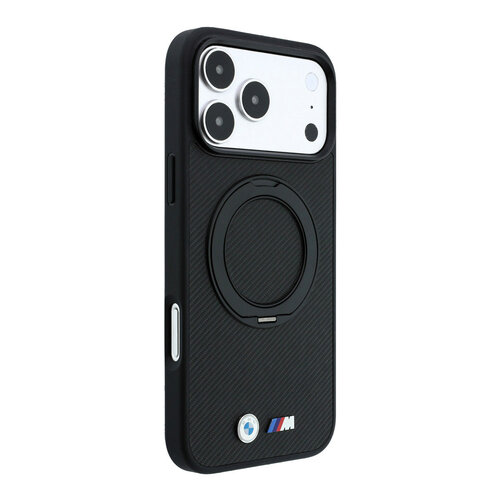 BMW BMW M iPhone 18 Pro/iPhone 17 Pro Hartschalenhülle MagSafe PU Kevlar Ringständer Metalllogos - Schwarz