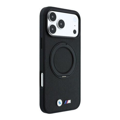 BMW BMW M iPhone 18 Pro / iPhone 17 Pro Phone case MagSafe - PU - Kevlar - hard shell - ring stand - metal logos Black