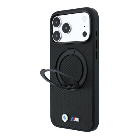 BMW BMW M iPhone 18 Pro / iPhone 17 Pro Phone case MagSafe - PU - Kevlar - hard shell - ring stand - metal logos Black