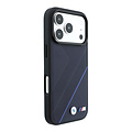 BMW BMW iPhone 18 Pro Max/iPhone 17 Pro Max Hartschalenhülle MagSafe PU Reifenprofil Linienmuster Metalllogos - Marineblau