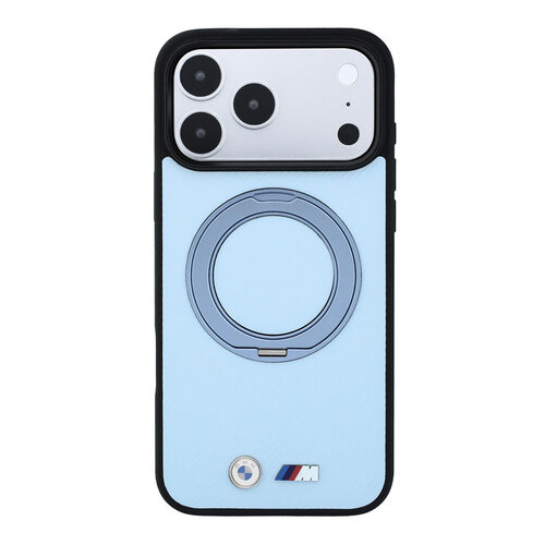 BMW BMW M iPhone 18 Pro Max/iPhone 17 Pro Max Hartschalenhülle MagSafe PU Kevlar Ringständer Metalllogos - Hellblau
