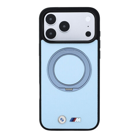 BMW BMW M iPhone 18 Pro Max / iPhone 17 Pro Max Handyhülle MagSafe - PU - Kevlar - Hartschale - Ringständer - Metalllogos Hellblau