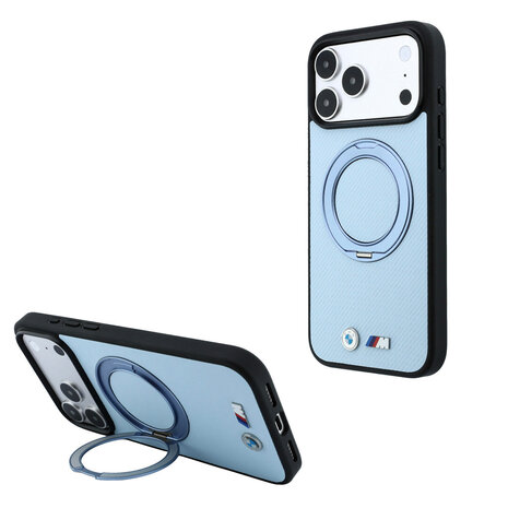 BMW BMW M iPhone 18 Pro Max / iPhone 17 Pro Max Phone case MagSafe - PU - Kevlar - hard shell - ring stand - metal logos Light blue BMW BMW M iPhone 18 Pro Max / iPhone 17 Pro Max Phone case MagSafe - PU - Kevlar - hard shell - ring stand - metal logos Light blue