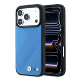BMW BMW iPhone 18 Pro Max / iPhone 17 Pro Max Phone case MagSafe - PU - textured tyre-track pattern - hard shell - metal logos Light blue