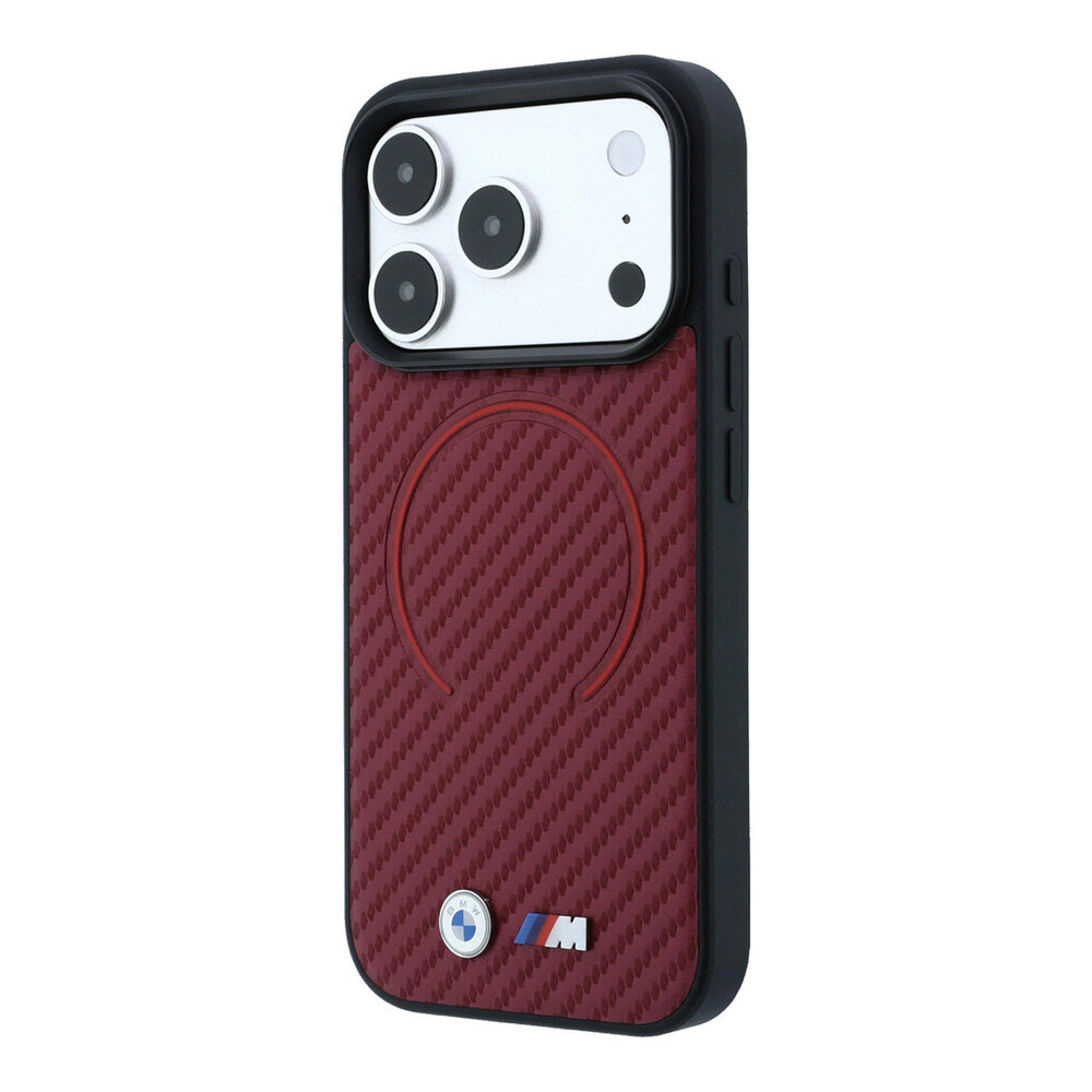 BMW BMW iPhone 18 Pro / iPhone 17 Pro Phone case MagSafe - PU - Carbon Circle - hard shell - metal logos Burgundy BMW BMW iPhone 18 Pro / iPhone 17 Pro Phone case MagSafe - PU - Carbon Circle - hard shell - metal logos Burgundy