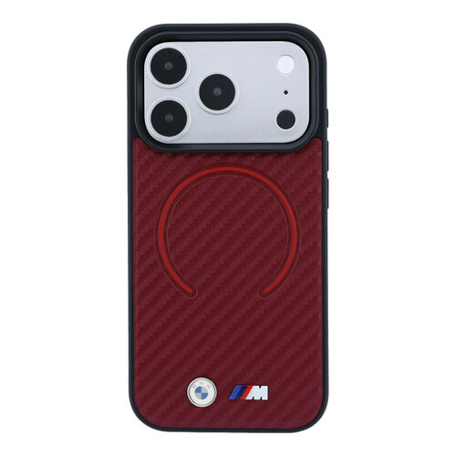 BMW BMW iPhone 18 Pro/iPhone 17 Pro Hartschalenhülle MagSafe PU Carbon Circle Metalllogos - Bordeaux