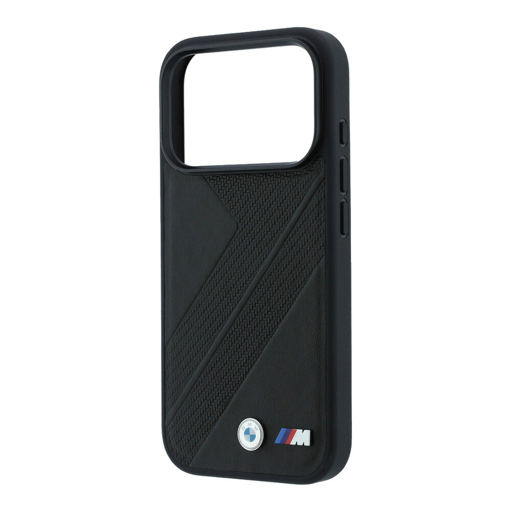 BMW BMW iPhone 18 Pro / iPhone 17 Pro Hoesje MagSafe - PU - bandenprofiel met structuur - harde behuizing - metalen logo’s Zwart