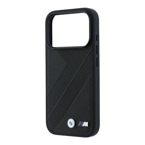 BMW BMW iPhone 18 Pro / iPhone 17 Pro Hoesje MagSafe - PU - bandenprofiel met structuur - harde behuizing - metalen logo’s Zwart