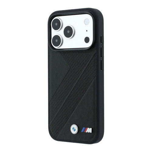BMW BMW iPhone 18 Pro/iPhone 17 Pro Hartschalenhülle MagSafe PU Reifenprofil Linienmuster Metalllogos - Schwarz
