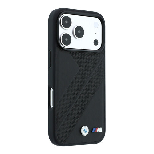 BMW BMW iPhone 18 Pro/iPhone 17 Pro Hartschalenhülle MagSafe PU Reifenprofil Linienmuster Metalllogos - Schwarz