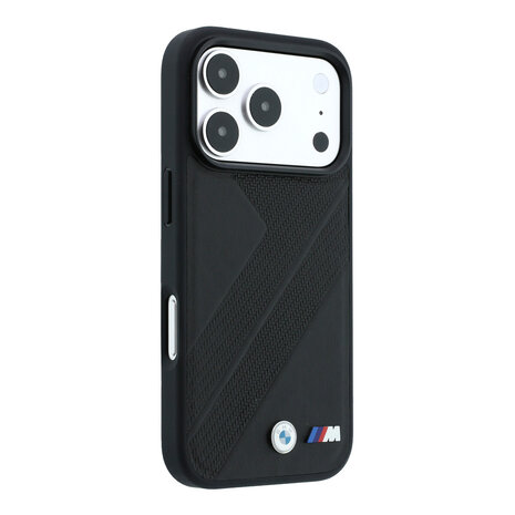 BMW BMW iPhone 18 Pro / iPhone 17 Pro Hoesje MagSafe - PU - bandenprofiel met structuur - harde behuizing - metalen logo’s Zwart