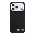 BMW BMW iPhone 18 Pro/iPhone 17 Pro Hartschalenhülle MagSafe PU Reifenprofil Linienmuster Metalllogos - Schwarz