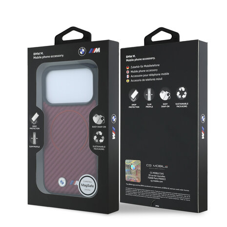 BMW BMW iPhone 18 Pro Max / iPhone 17 Pro Max Coque de téléphone MagSafe - PU - Carbon Circle - coque rigide - logos métalliques BMW BMW iPhone 18 Pro Max / iPhone 17 Pro Max Coque de téléphone MagSafe - PU - Carbon Circle - coque rigide - logos métalliques