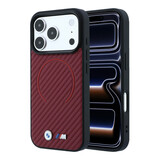 BMW BMW iPhone 18 Pro Max / iPhone 17 Pro Max Phone case MagSafe - PU - Carbon Circle - hard shell - metal logos