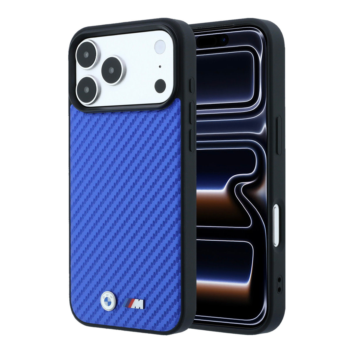 BMW BMW iPhone 18 Pro Max / iPhone 17 Pro Max Hoesje MagSafe - PU - Carbon - harde behuizing - metalen logo’s Blauw