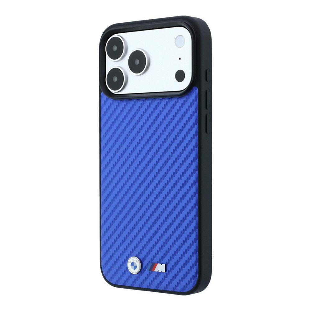BMW BMW iPhone 18 Pro Max / iPhone 17 Pro Max Phone case MagSafe - PU - Carbon - hard shell - metal logos Blue BMW BMW iPhone 18 Pro Max / iPhone 17 Pro Max Phone case MagSafe - PU - Carbon - hard shell - metal logos Blue
