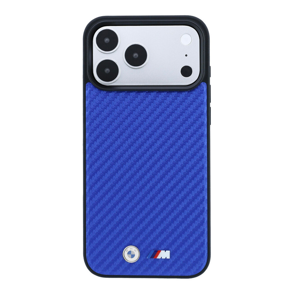 BMW BMW iPhone 18 Pro Max / iPhone 17 Pro Max Coque de téléphone MagSafe - PU - Carbon - coque rigide - logos métalliques Bleu BMW BMW iPhone 18 Pro Max / iPhone 17 Pro Max Coque de téléphone MagSafe - PU - Carbon - coque rigide - logos métalliques Bleu