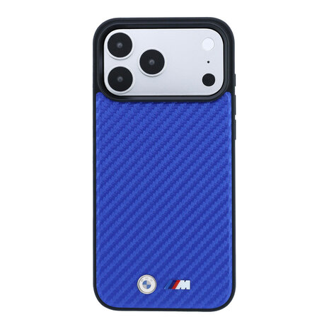 BMW BMW iPhone 18 Pro Max / iPhone 17 Pro Max Phone case MagSafe - PU - Carbon - hard shell - metal logos Blue BMW BMW iPhone 18 Pro Max / iPhone 17 Pro Max Phone case MagSafe - PU - Carbon - hard shell - metal logos Blue