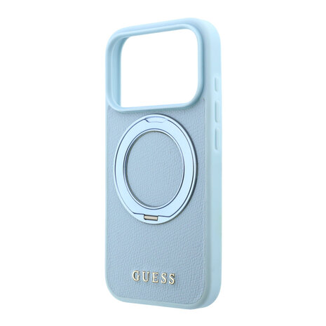 Guess Guess iPhone 18 Pro / iPhone 17 Pro Handyhülle MagSafe - genarbtes PU - Hartschale - Ringständer - klassisches Logo Hellblau Guess Guess iPhone 18 Pro / iPhone 17 Pro Handyhülle MagSafe - genarbtes PU - Hartschale - Ringständer - klassisches Logo Hellblau