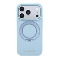 Guess Guess iPhone 18 Pro/iPhone 17 Pro Hartschalenhülle MagSafe Genarbtes PU Ringständer Klassisches Logo - Hellblau