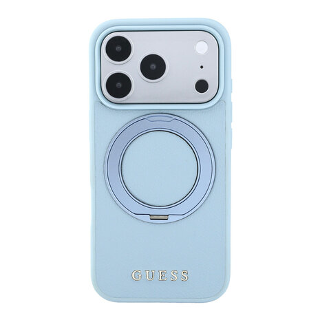Guess Guess iPhone 18 Pro / iPhone 17 Pro Handyhülle MagSafe - genarbtes PU - Hartschale - Ringständer - klassisches Logo Hellblau Guess Guess iPhone 18 Pro / iPhone 17 Pro Handyhülle MagSafe - genarbtes PU - Hartschale - Ringständer - klassisches Logo Hellblau