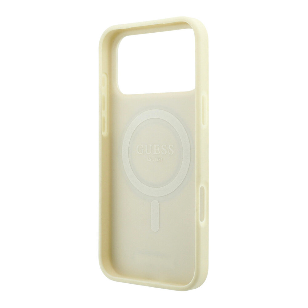 Guess Guess iPhone 18 Pro / iPhone 17 Pro Handyhülle MagSafe - genarbtes PU - Hartschale - Ringständer - klassisches Logo Champagner Guess Guess iPhone 18 Pro / iPhone 17 Pro Handyhülle MagSafe - genarbtes PU - Hartschale - Ringständer - klassisches Logo Champagner