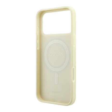 Guess Guess iPhone 18 Pro / iPhone 17 Pro Phone case MagSafe - grained PU - hard shell - ring stand - classic logo Champagne Guess Guess iPhone 18 Pro / iPhone 17 Pro Phone case MagSafe - grained PU - hard shell - ring stand - classic logo Champagne