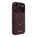 Guess Guess iPhone 18 Pro/iPhone 17 Pro Hartschalenhülle MagSafe Genarbtes PU Ringständer Klassisches Logo - Bordeaux