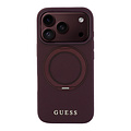 Guess Guess iPhone 18 Pro/iPhone 17 Pro Hartschalenhülle MagSafe Genarbtes PU Ringständer Klassisches Logo - Bordeaux