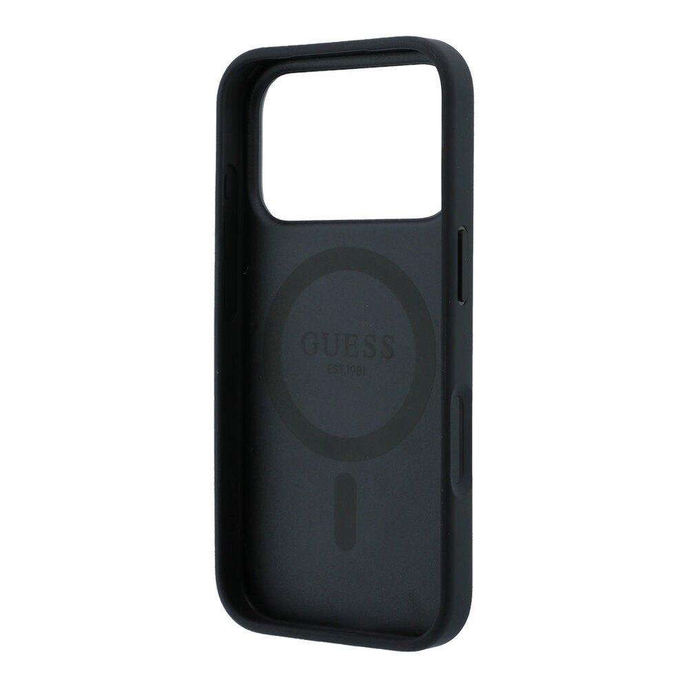 Guess Guess iPhone 18 Pro Max / iPhone 17 Pro Max Coque de téléphone MagSafe - 4G - PU - coque rigide - support à anneau - logo classique Noir