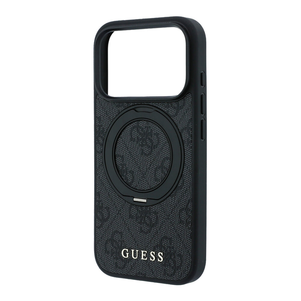 Guess Guess iPhone 18 Pro Max / iPhone 17 Pro Max Hoesje MagSafe - 4G - PU - harde behuizing - ringstandaard - klassiek logo Zwart