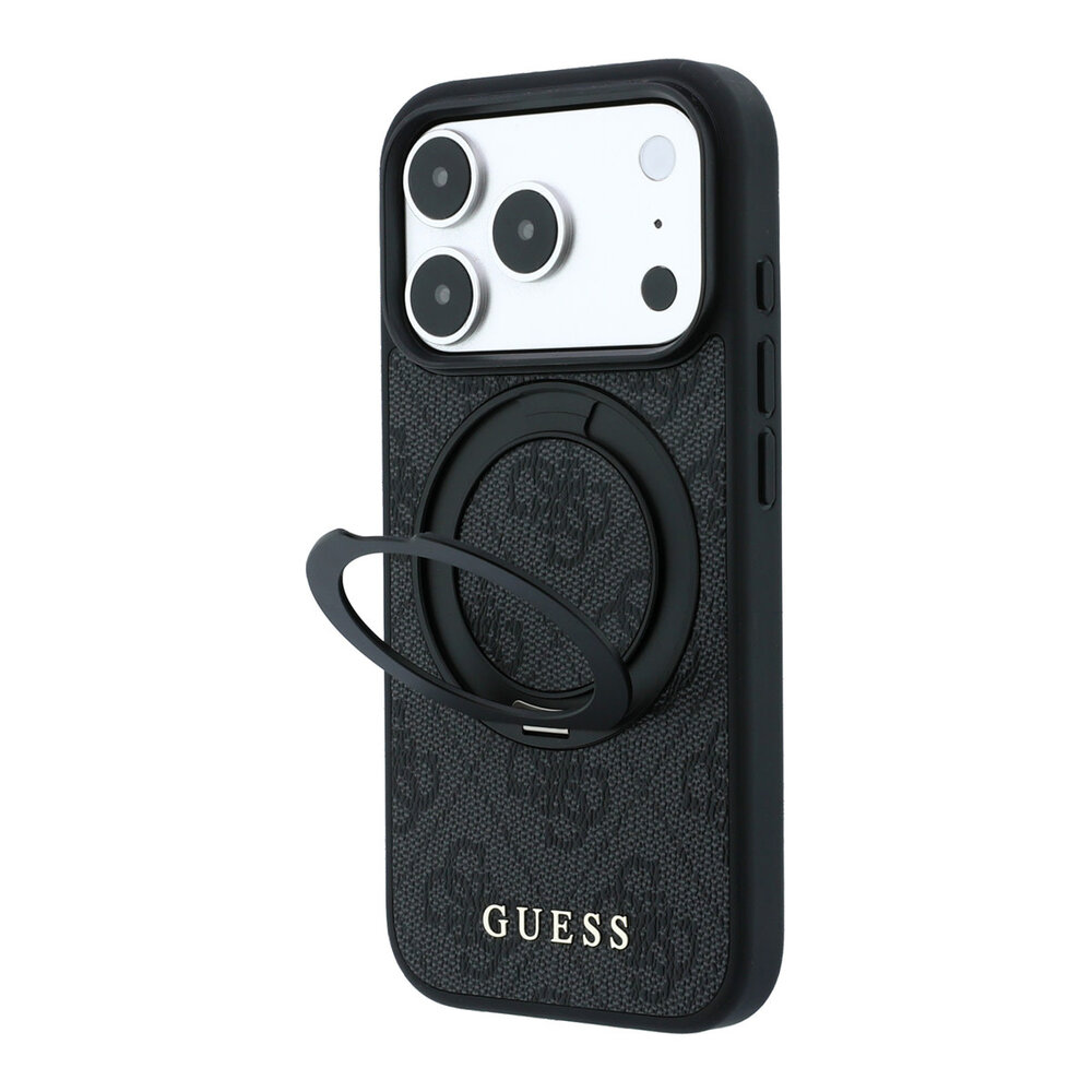 Guess Guess iPhone 18 Pro Max / iPhone 17 Pro Max Coque de téléphone MagSafe - 4G - PU - coque rigide - support à anneau - logo classique Noir
