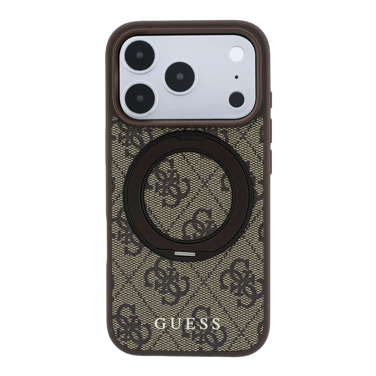 Guess Guess iPhone 18 Pro Max / iPhone 17 Pro Max Hoesje MagSafe - 4G - PU - harde behuizing - ringstandaard - klassiek logo Bruin, foto 3 van 6