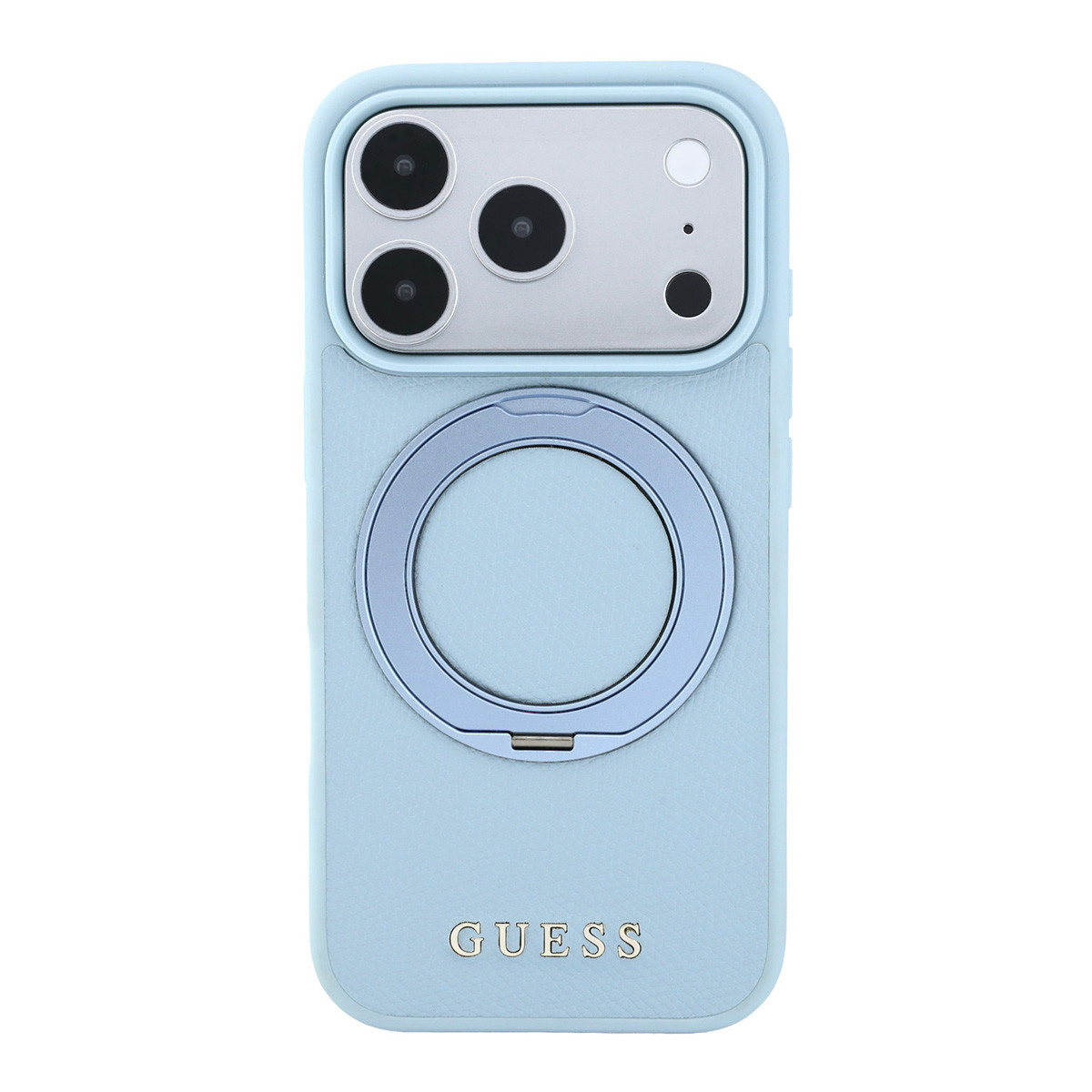 Guess Guess iPhone 18 Pro Max / iPhone 17 Pro Max Hoesje MagSafe - generfd PU - harde behuizing - ringstandaard - klassiek logo Lichtblauw, foto 3 van 6