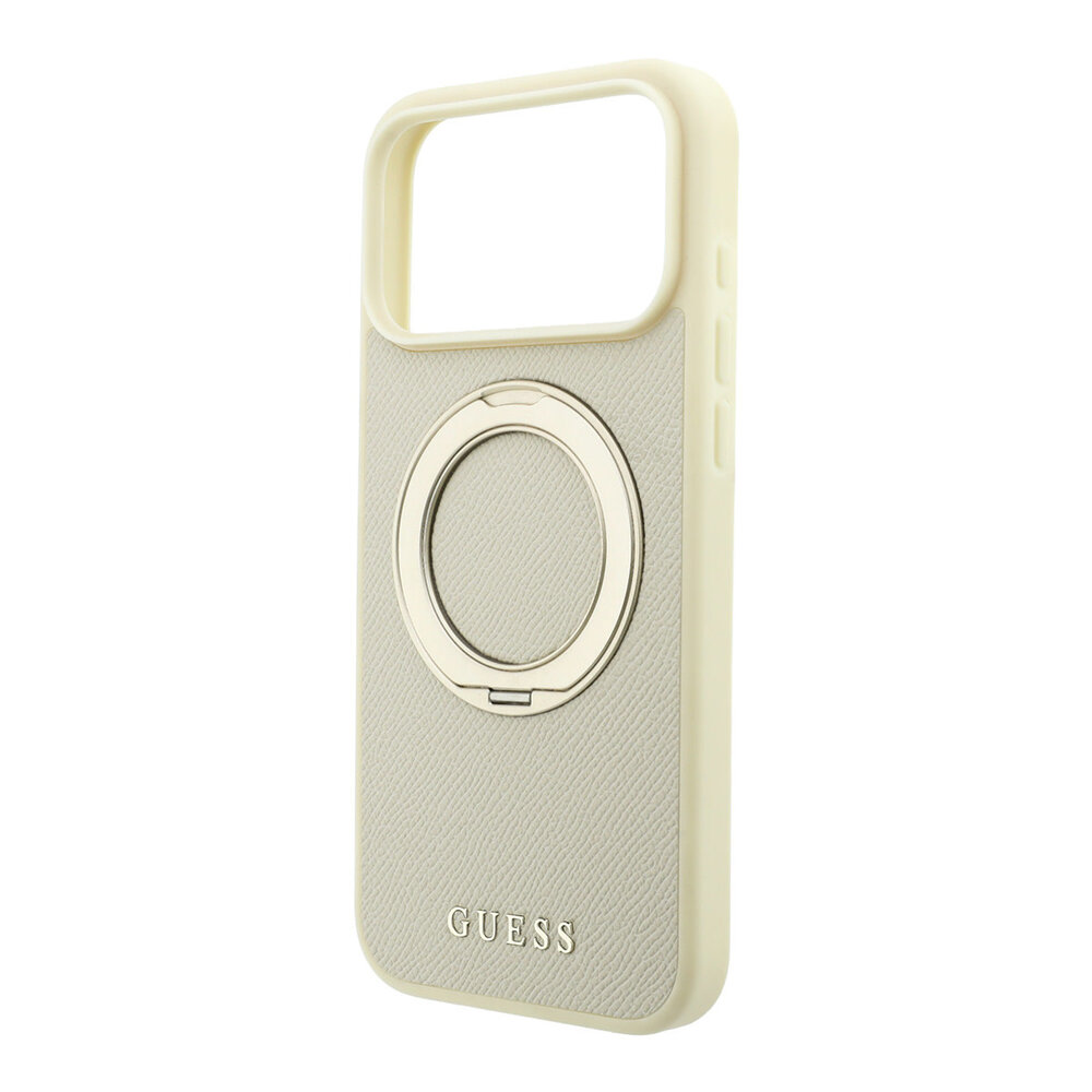 Guess Guess iPhone 18 Pro Max / iPhone 17 Pro Max Coque de téléphone MagSafe - PU grainé - coque rigide - support à anneau - logo classique Champagne Guess Guess iPhone 18 Pro Max / iPhone 17 Pro Max Coque de téléphone MagSafe - PU grainé - coque rigide - support à anneau - logo classique Champagne
