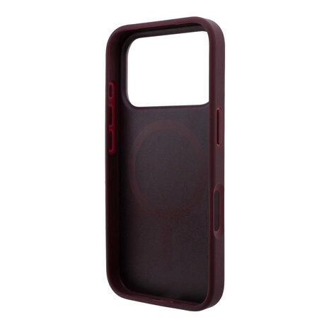Guess Guess iPhone 18 Pro Max / iPhone 17 Pro Max Handyhülle MagSafe - genarbtes PU - Hartschale - Ringständer - klassisches Logo Bordeauxrot