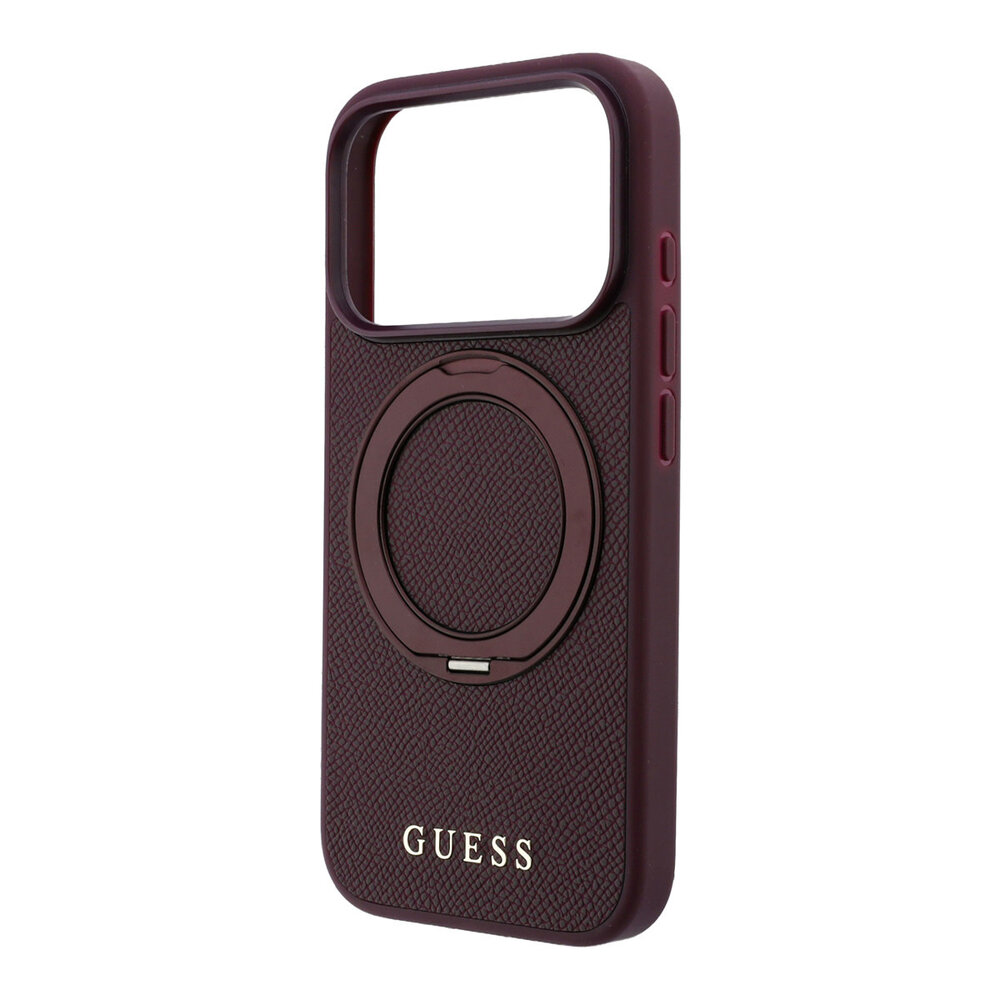 Guess Guess iPhone 18 Pro Max / iPhone 17 Pro Max Coque de téléphone MagSafe - PU grainé - coque rigide - support à anneau - logo classique Bordeaux Guess Guess iPhone 18 Pro Max / iPhone 17 Pro Max Coque de téléphone MagSafe - PU grainé - coque rigide - support à anneau - logo classique Bordeaux