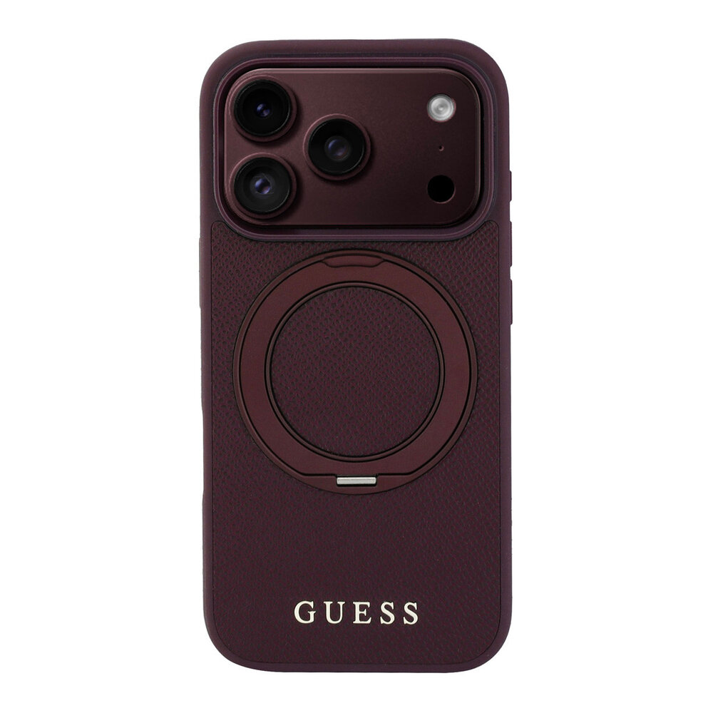 Guess Guess iPhone 18 Pro Max / iPhone 17 Pro Max Coque de téléphone MagSafe - PU grainé - coque rigide - support à anneau - logo classique Bordeaux Guess Guess iPhone 18 Pro Max / iPhone 17 Pro Max Coque de téléphone MagSafe - PU grainé - coque rigide - support à anneau - logo classique Bordeaux