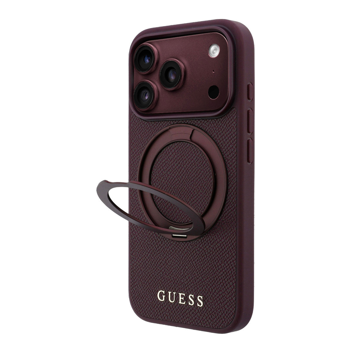Guess Guess iPhone 18 Pro Max / iPhone 17 Pro Max Hoesje MagSafe - generfd PU - harde behuizing - ringstandaard - klassiek logo Bordeauxrood, foto 2 van 6