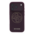 Guess Guess iPhone 18 Pro/iPhone 17 Pro Hartschalenhülle MagSafe Perforiertes PU 4G Goldfarbenes Logo - Bordeaux