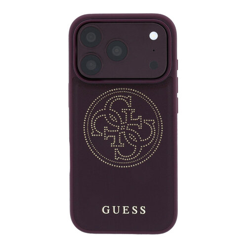 Guess Guess iPhone 18 Pro/iPhone 17 Pro Hartschalenhülle MagSafe Perforiertes PU 4G Goldfarbenes Logo - Bordeaux