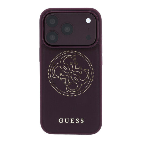 Guess Guess iPhone 18 Pro / iPhone 17 Pro Hoesje MagSafe - PU - geperforeerd - 4G - harde behuizing - goudkleurig logo Bordeauxrood Guess Guess iPhone 18 Pro / iPhone 17 Pro Hoesje MagSafe - PU - geperforeerd - 4G - harde behuizing - goudkleurig logo Bordeauxrood