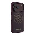 Guess Guess iPhone 18 Pro/iPhone 17 Pro Hartschalenhülle MagSafe Perforiertes PU 4G Goldfarbenes Logo - Bordeaux