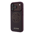 Guess Guess iPhone 18 Pro/iPhone 17 Pro Hartschalenhülle MagSafe Perforiertes PU 4G Goldfarbenes Logo - Bordeaux