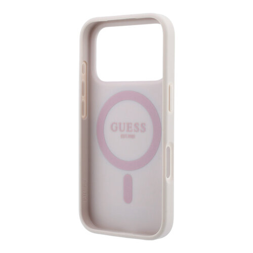 Guess Guess iPhone 18 Pro/iPhone 17 Pro Hartschalenhülle MagSafe PU 4G Ringständer Klassisches Logo - Beige