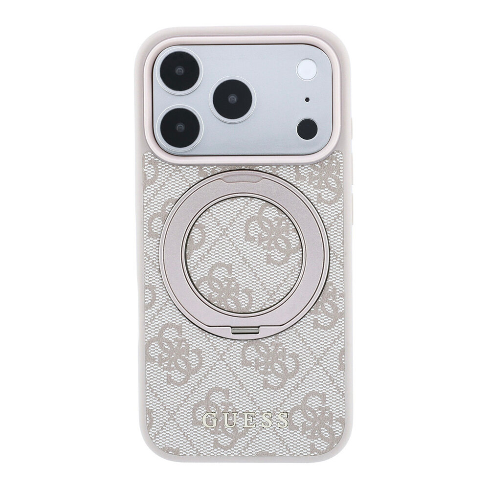 Guess Guess iPhone 18 Pro / iPhone 17 Pro Phone case MagSafe - 4G - PU - hard shell - ring stand - classic logo Beige Guess Guess iPhone 18 Pro / iPhone 17 Pro Phone case MagSafe - 4G - PU - hard shell - ring stand - classic logo Beige